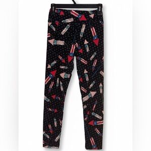 5/$25
Lularoe Leggings Black Fireworks Fitted Soft Casual Holiday Everyday OS